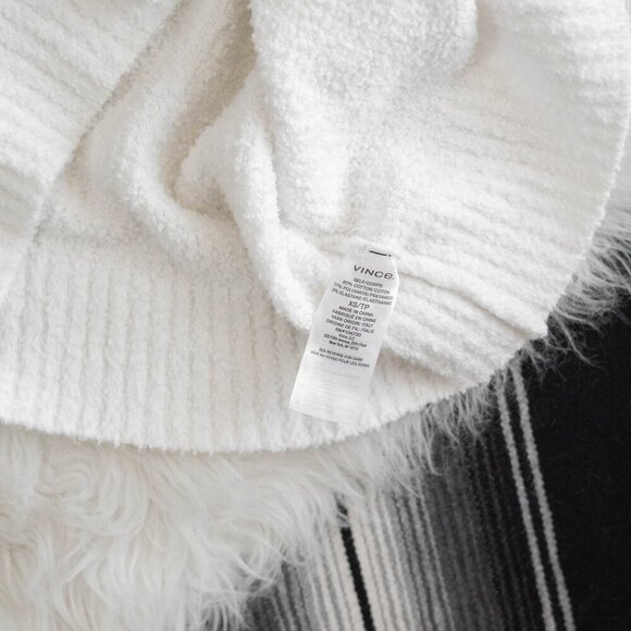 VINCE ITALIAN YARN WHITE TEXTURED TUNIC VNECK SWEATER SZ XS - Picture 8 of 10